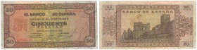 Billetes
 Estado Español, Banco de España
 50 Pesetas. Burgos, 20 mayo 1938. Serie A. ED.431. MBC/MBC-.