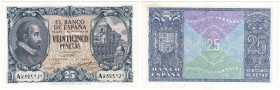 Billetes
 Estado Español, Banco de España
 25 Pesetas. 9 enero 1940. Serie A. ED.436. Gran ejemplar, muy escaso así. EBC+.