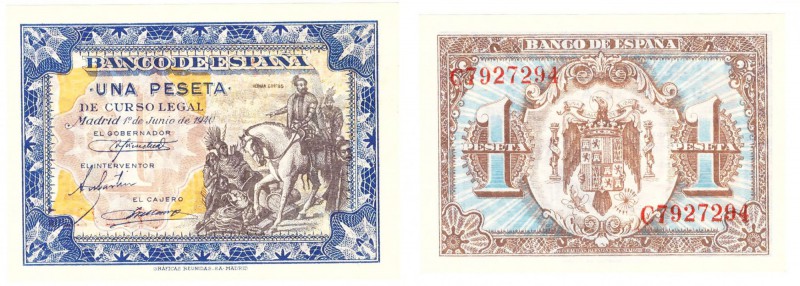Billetes
 Estado Español, Banco de España
 1 Peseta. 1 junio 1940. Serie C. ED...