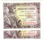 Billetes
 Estado Español, Banco de España
 1 Peseta. 21 mayo 1943. Serie F. Lote de 2 billetes. ED.447a. SC.