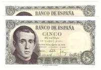 Billetes
 Estado Español, Banco de España
 5 Pesetas. 16 agosto 1951. Serie C. Lote de 2 billetes. ED.459a. SC.