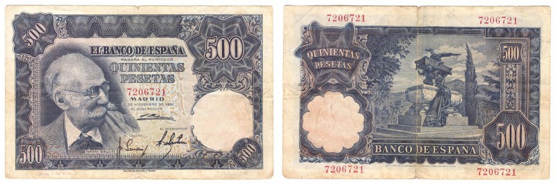 Billetes
 Estado Español, Banco de España
 500 Pesetas. 15 noviembre 1951. Sin...