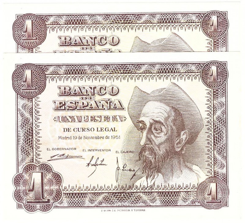 Billetes
 Estado Español, Banco de España
 1 Peseta. 19 noviembre 1951. Serie ...