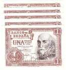Billetes
 Estado Español, Banco de España
 1 Peseta. 22 julio 1953. Serie Y. Lote de 5 billetes. ED.465a. SC.