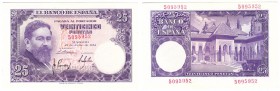 Billetes
 Estado Español, Banco de España
 25 Pesetas. 22 julio 1954. Sin serie. ED.467. Raro así. SC.
