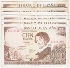 Billetes
 Estado Español, Banco de España
 100 Pesetas. 19 noviembre 1965. Lote de 9 billetes. Series. ED.470a. BC a BC-.