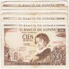 Billetes
 Estado Español, Banco de España
 100 Pesetas. 19 noviembre 1965. Lote de 10 billetes. Series. ED.470a. Algo sucios. BC- a RC.