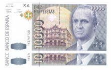 Billetes
 Juan Carlos I, Banco de España
 10000 Pesetas. 12 octubre 1992. Serie 1Y. Pareja correlativa. ED.485a. SC.