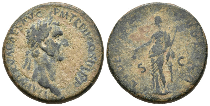 IMPERIO ROMANO. NERVA. Sestercio. Roma (97 d.C.). A/ Cabeza laureada a der.; IMP...