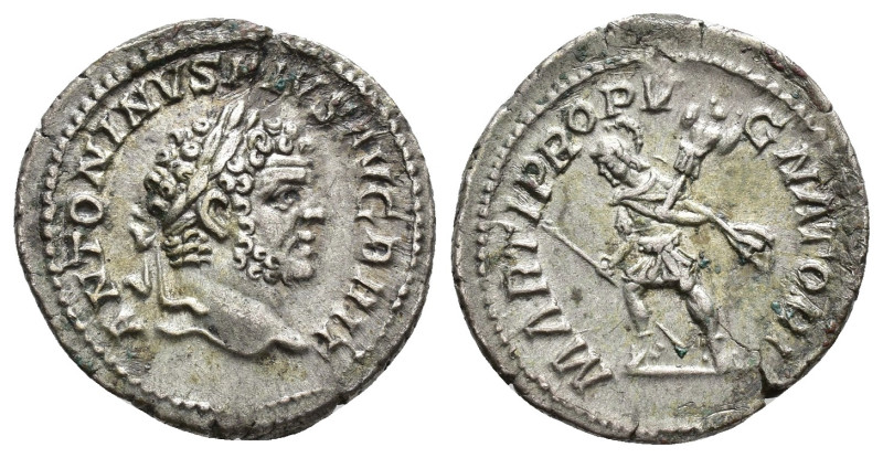 IMPERIO ROMANO. CARACALLA. Denario. Roma (210-213). A/ Cabeza laureada a der.; A...