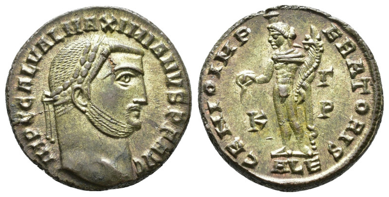 IMPERIO ROMANO. GALERIO MAXIMIANO. Follis. Alejandría (308-310). A/ Cabeza laure...