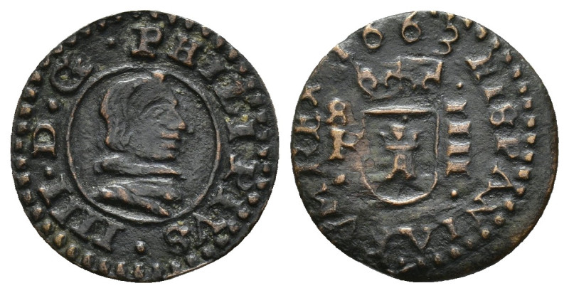 FELIPE IV. 4 maravedís. Sevilla. 1663. CU 1,02 g. 16,3 mm. AC-268. MBC.