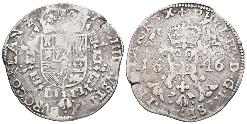 FELIPE IV. Patagón. Brujas 1646. AR 26,9 g. 44,2 mm. Vanhoudt-645.BG. BC+.