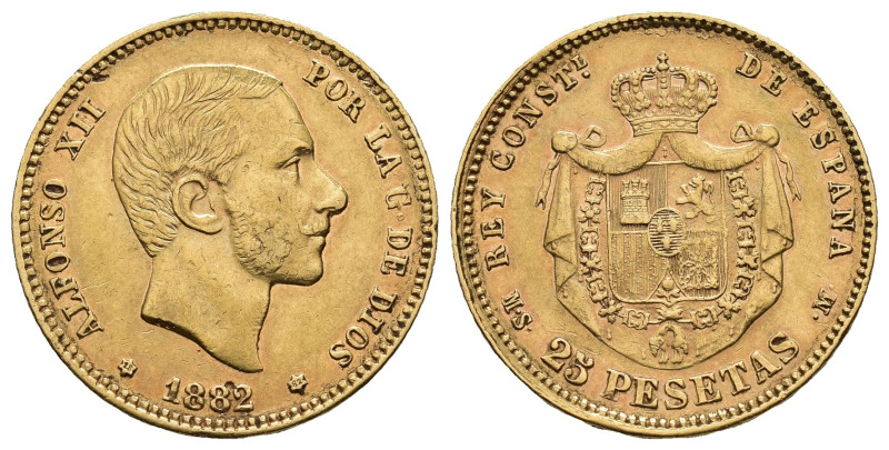 ALFONSO XII. 25 pesetas. 1882*18-82. Madrid. MSM. AU 8,03 g. 24,13 mm. VII-111. ...