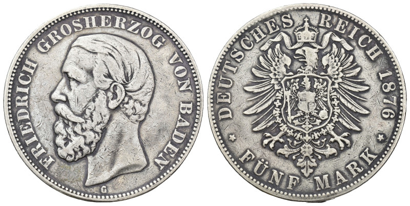 MONEDA EXTRANJERA. ALEMANIA Y ESTADOS ALEMANES. BADEN. Federico. 5 marcos. G. 18...