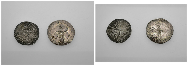 MONEDA EXTRANJERA. FRANCIA. Lote 2 monedas: blanca Carlos VII (1422-61) y doble ...