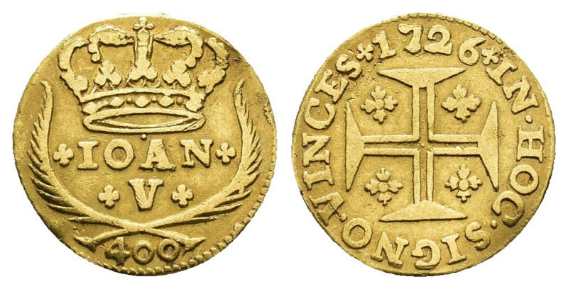 MONEDA EXTRANJERA. PORTUGAL. Juan V. 400 reis. 1726. AU 0,93 g. 13,3 mm. KM-201....