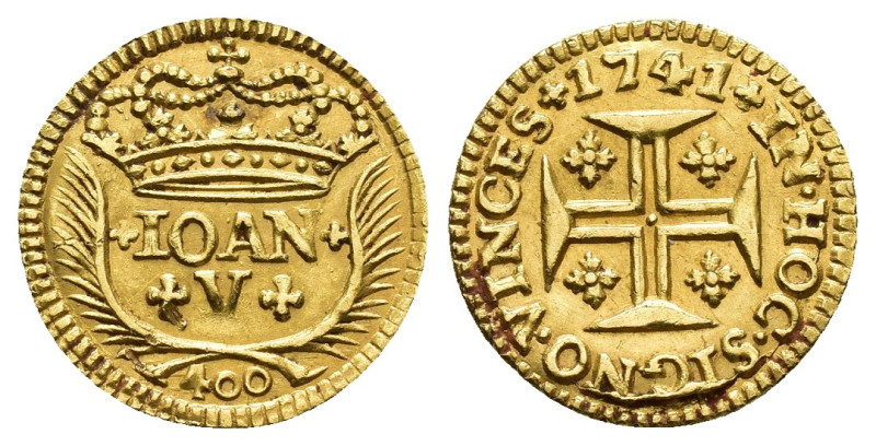 MONEDA EXTRANJERA. PORTUGAL. Juan V. 400 reis. 1741. AU 1,07 g. 14,3 mm. KM-201....