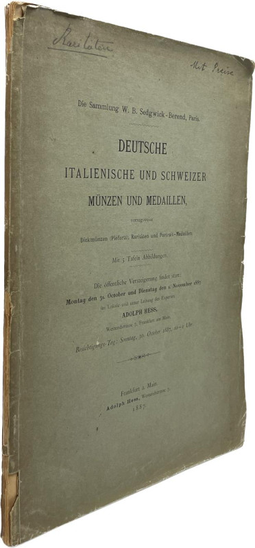 Hess, A., Frankfurt a.M. Auktion 26 vom 31.10.1887.


Slg. Sedgwick-Berend. D...