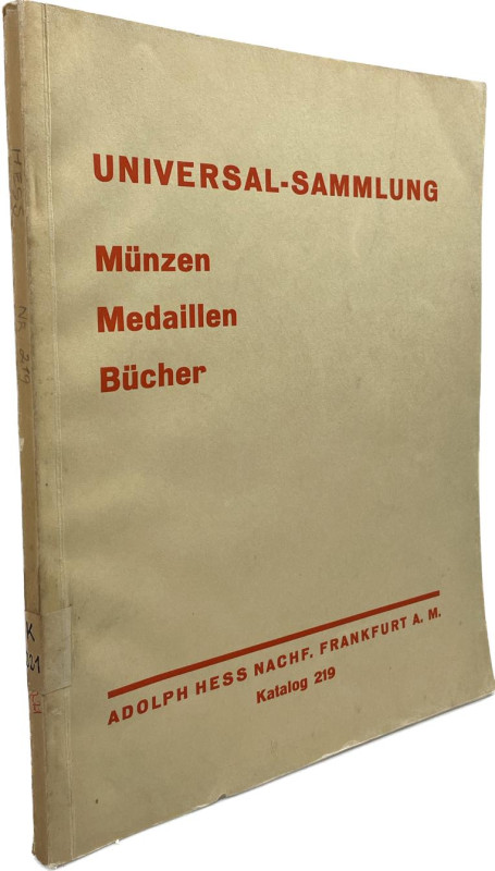 Hess Nachf., A., Frankfurt a.M. Auktion 219 vom 17.10.1933.


Universalsammlu...