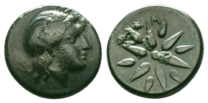 Greek
Mysia. Gambrion circa 400 BC.
Bronze Æ
Laureate head of Apollo right / ...