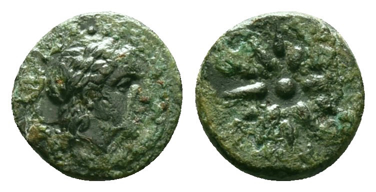 Greek
Mysia. Gambrion circa 400 BC.
Bronze Æ
Laureate head of Apollo right / ...