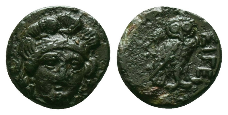 Greek Coins
TROAS. Sigeion. 4th-3rd centuries BC. AE . Head of Athena facing sl...