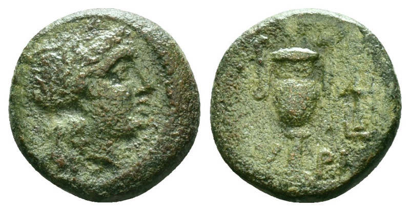 Greek Coins
AEOLIS. Myrina. Ae (2nd-1st centuries BC).
Obv: Laureate head of A...