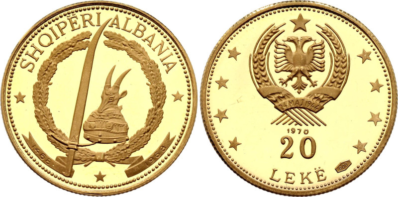 Albania 20 Leke 1970

KM# 51.5, Fr# 22, N# 33927; Gold (.900) 3.97 g., Proof; ...