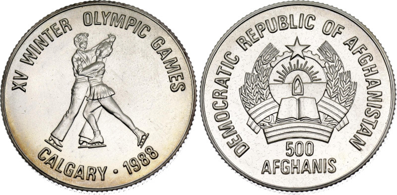 Afghanistan 500 Afghanis 1986

KM# 1004, N# 92108; Silver; XV Winter Olympics,...