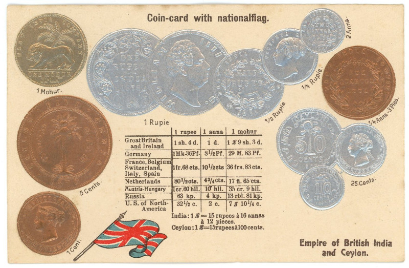 British India Post Card "Coins of British India & Ceylon" 1840 - 1907 (ND)

Br...