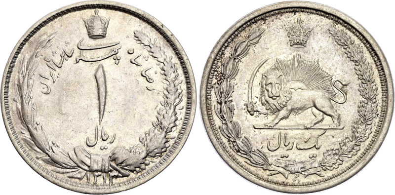 Iran 1 Rial 1934 SH 1313

KM# 1129, N# 26583; Silver; Reza Pahlavi Shah; UNC w...