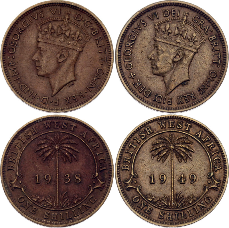 British West Africa 2 x 1 Shilling 1938 - 1949

KM# 23, 28; Nickel-Brass; Geor...