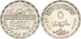 Egypt 5 Pounds 2002 AH 1423

KM# 906, N# 58933; Silver; 100th Anniversary of the Museum of Egyptian Antiquities; Mintage 1500 pcs.; UNC with full mi...