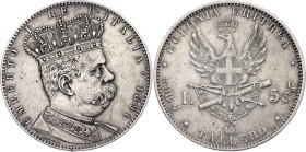 Italian Eritrea 5 Lire / 1 Tallero 1891

KM# 4, N# 19047; Silver; Umberto I; Rome Mint; XF+