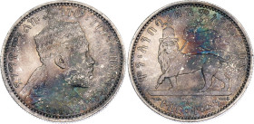 Ethiopia 1/8 Birr 1895 A EE 1887

KM# 2, N# 41113; Silver; Menelik II; Paris Mint; Mintage 25000 pcs.; UNC with amazing patina