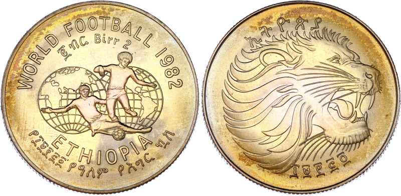 Ethiopia 2 Birr 1982 EE 1974

KM# 64, N# 27999; Copper-nickel; World Cup; UNC ...