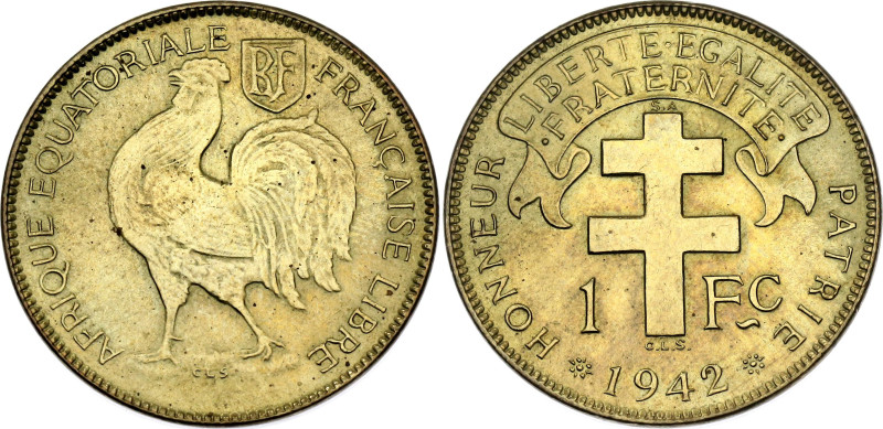 French Equatorial Africa 1 Franc 1942 SA

KM# 2, Schön# 5, N# 8873; Brass; Pre...