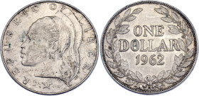 Liberia 1 Dollar 1962

KM# 18, N# 12179; Silver; Philadelphia Mint; AUNC/UNC with hairlines & hairlines