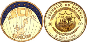 Liberia 5 Dollars 2000

N# 74260; Gold plated copper-nickel., Proof; ECU - European Currency Unit