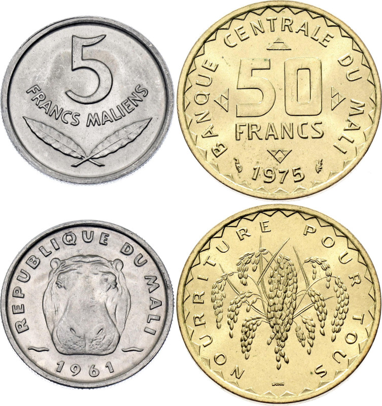 Mali 5 - 50 Francs 1961 - 1975

KM# 2, 9; Aluminium & Nickel brass; FAO; UNC w...