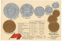 Morocco Post Card "Coins of Morocco" 1899 - 1903 (ND)

Morocco Coinage Postcard; Currency exchange chart; UNC