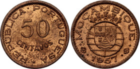 Mozambique 50 Centavos 1957

KM# 81, N# 3822; Bronze; Portuguese Colony; UNC with red mint luster