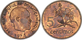 Mozambique 5 Centimos 1975

KM# 92, N# 16685; Bronze; President Samora Machel; UNC with red mint luster