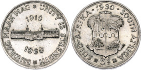 South Africa 5 Shillings 1960

KM# 55, N# 14733; Silver; Elizabeth II; 50 Years of the Union of South Africa; AUNC