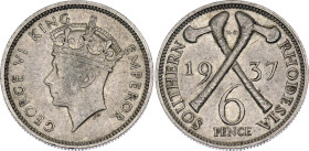 Southern Rhodesia 6 Pence 1937

KM# 10, Schön# 11, N# 29023; Silver; George VI; London Mint; XF+; Mint luster remains