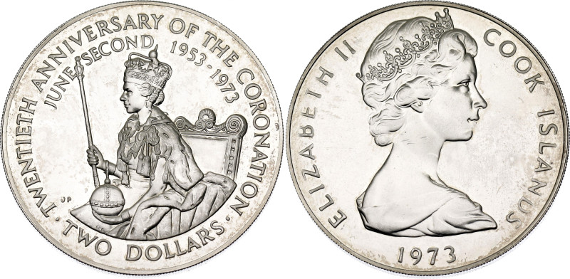 Cook Islands 2 Dollars 1973

KM# 8, N# 15743; Silver., Proof; Elizabeth II; 20...