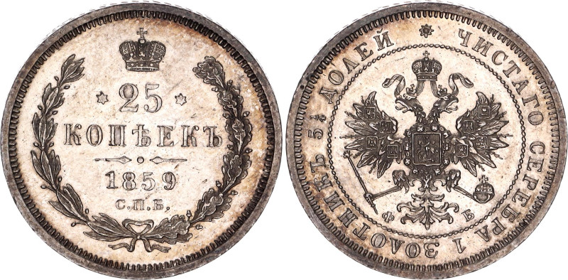 Russia 25 Kopeks 1859 СПБ ФБ R

Bit# 131 (R), Conros# 138/1, N# 16510; St. Geo...