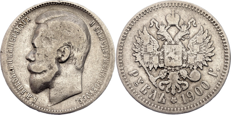 Russia 1 Rouble 1900 ФЗ

Bit# 51, Conros# 82/23, N# 11413; Silver 19.56 g; F+/...