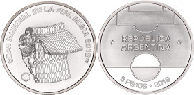 Argentina 5 Pesos 2018

KM# 190, CJ# 8.22, N# 141654; Silver., Proof; FIFA World Cup, Russia 2018; Mintage 1900 pcs.